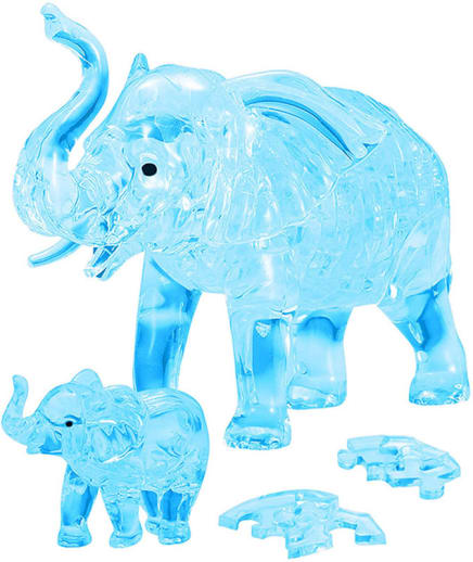 3D Crystal Puzzle - Blue Elephant & Baby