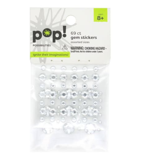 Stick On Rhinestones Clear Round Assorted (69 pieces)