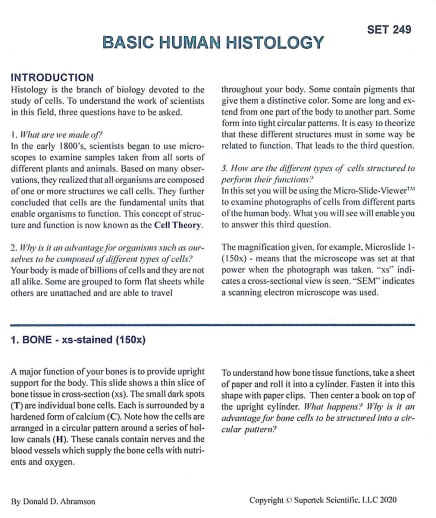 Basic Human Histology Microslide Lesson Set