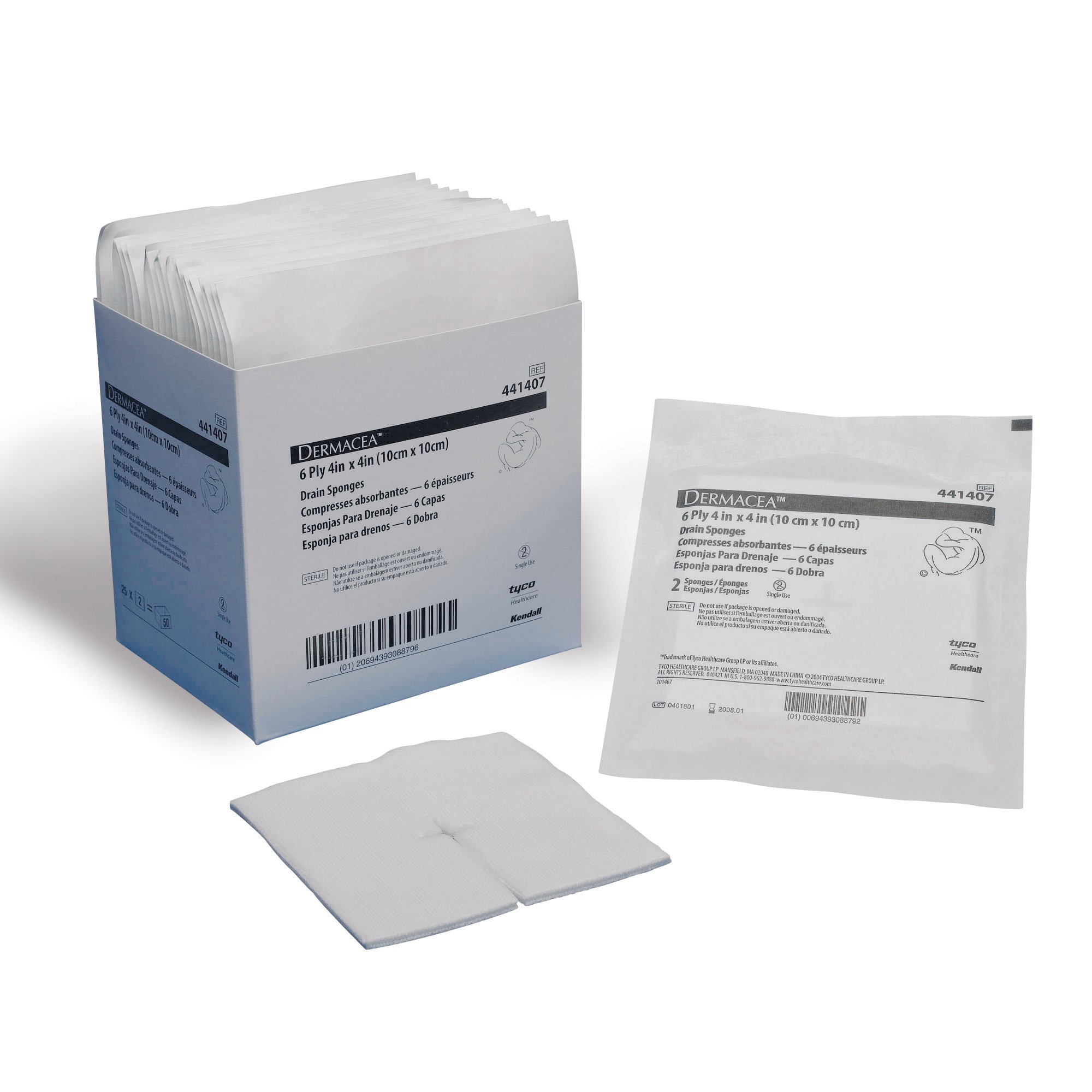 Dermacea Drain Sponge, 4 x 4 Inch, 6-Ply MK 516679