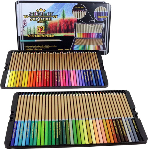 Sargent Supreme Artist Colored Pencil Set with Tin Storage Case (72 count)
