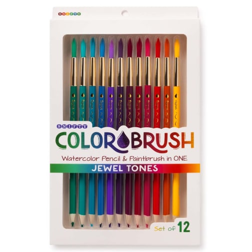 ColorBrush Jewel Tone: Double Ended Watercolor Pencils & Brushes (Set of 12)