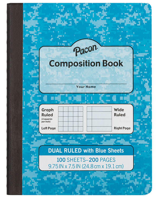 Dual Ruled Composition Book - Blue Cover (Grid & Wide)