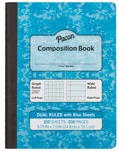 Dual Ruled Composition Book - Blue Cover (Grid & Wide)