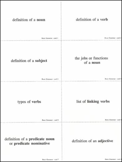 Step-by-Step Grammar Vol I Study Cards