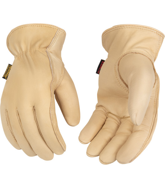 Lined Grain Cowhide Driver, Tan, large