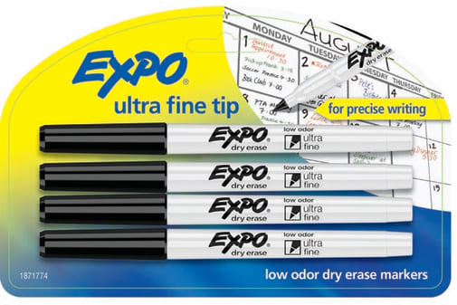Expo Low Odor Ultra Fine Dry Erase Markers (4 Black)