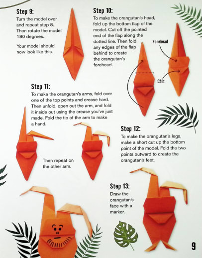 Y&C Origami Paper 5.88 - Kit Carta Per Origami Con Numeri Da 15cm - 12 Fogli Con Istruzioni: 4 Leoni, 4 Giraffe, 4 Elefanti - 4