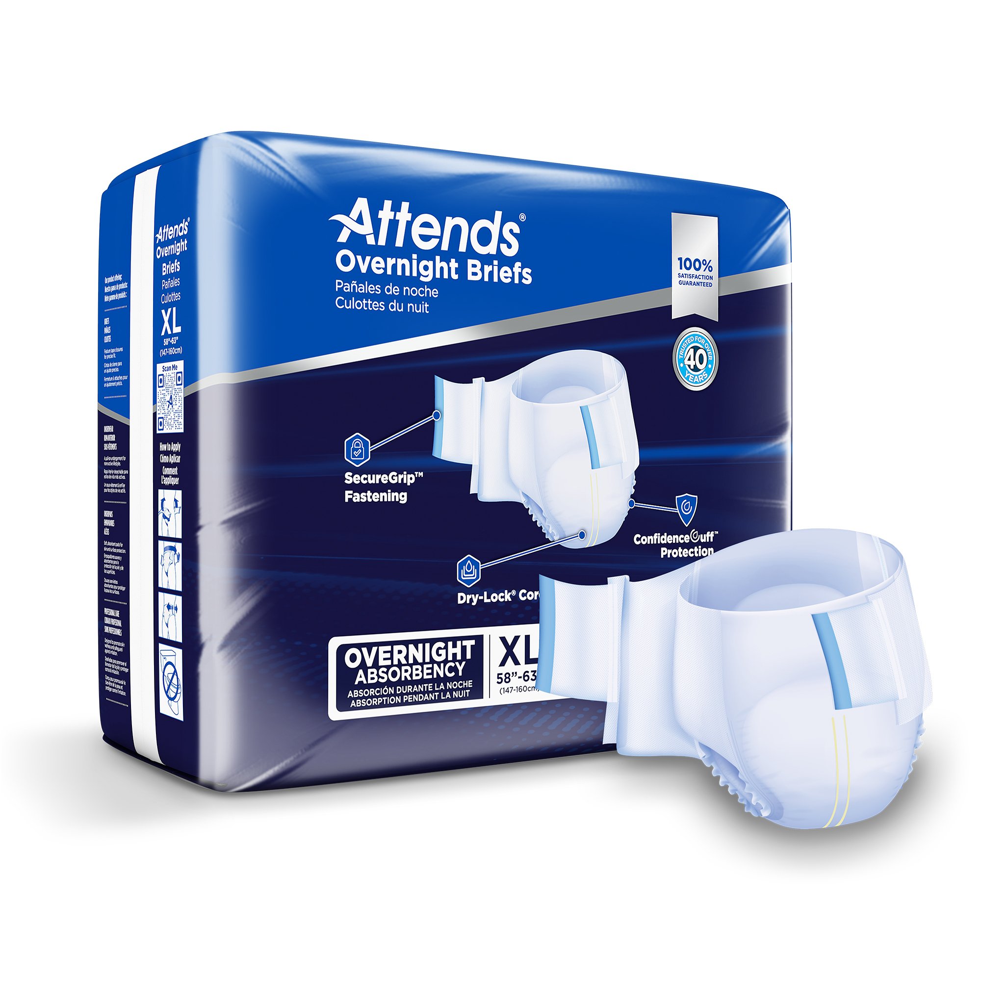 Attends Briefs with Overnight Protection, X-Large MK 1078992