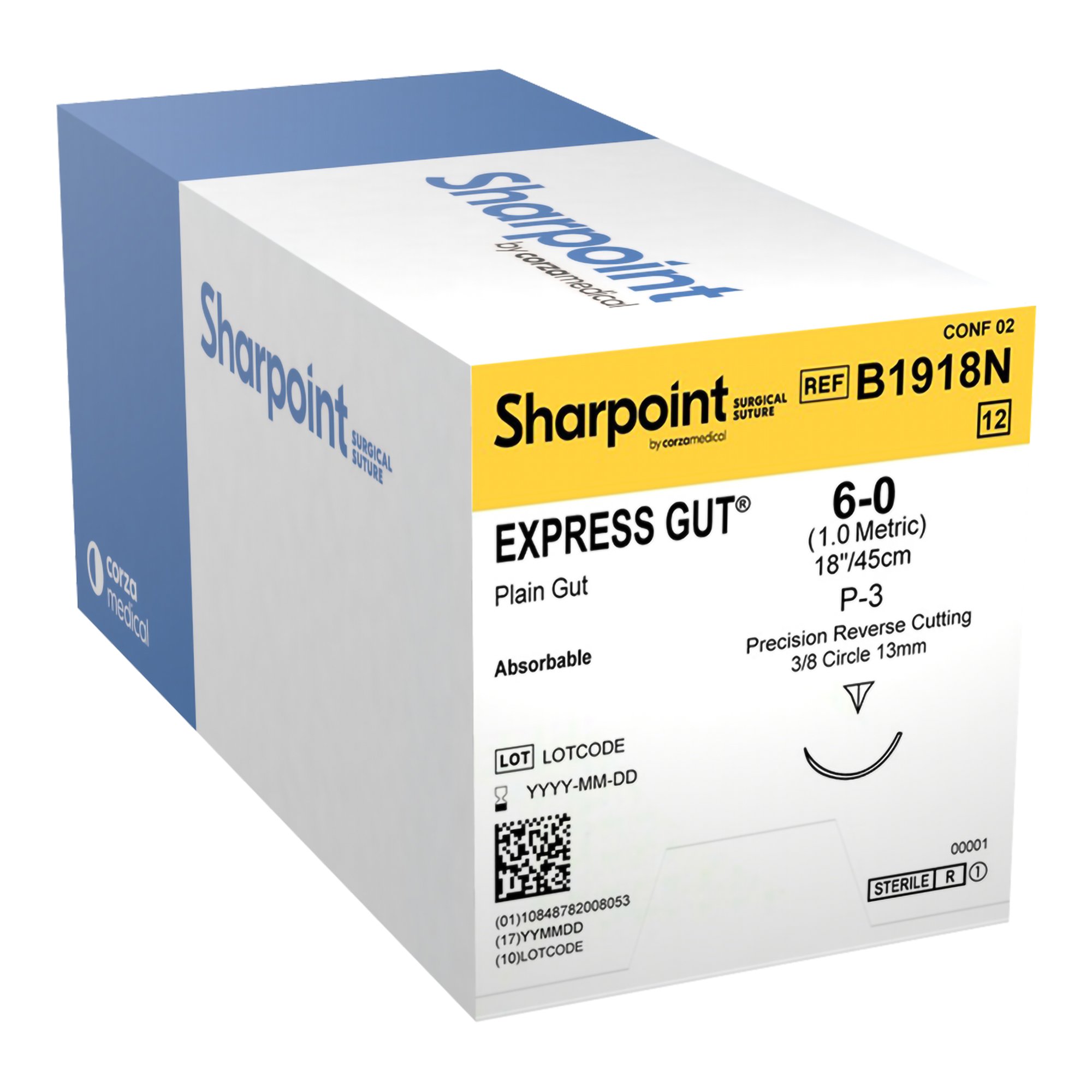 Absorbable Suture with Needle Surgical Specialties Plain Gut P-3 3/8 Circle Precision Reverse Cutting Needle Size 6-0 MK 1170267