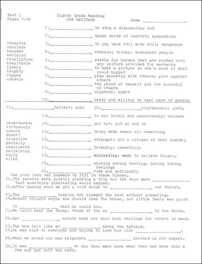 Our Heritage Test