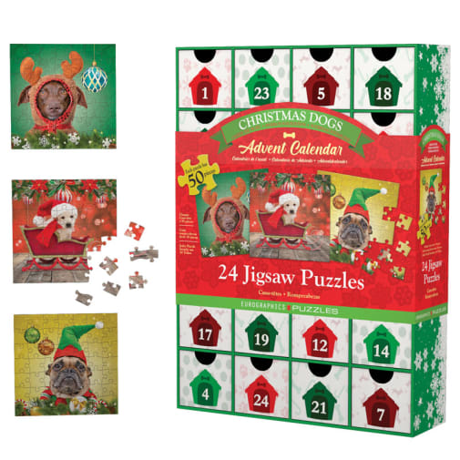 Eurographics Christmas Dogs Advent Calendar (24 50-piece Jigsaw Puzzles)