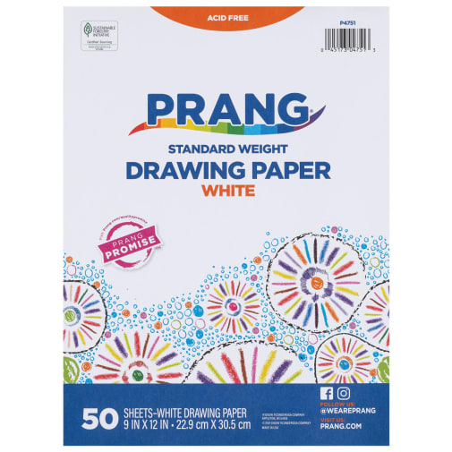 Prang Drawing Paper, White, Standard Weight 9"x12" (50 sheets)
