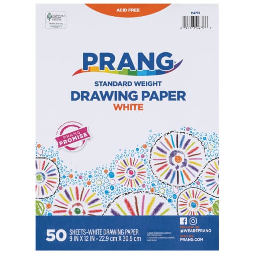 Prang Drawing Paper, White, Standard Weight 9"x12" (50 sheets)