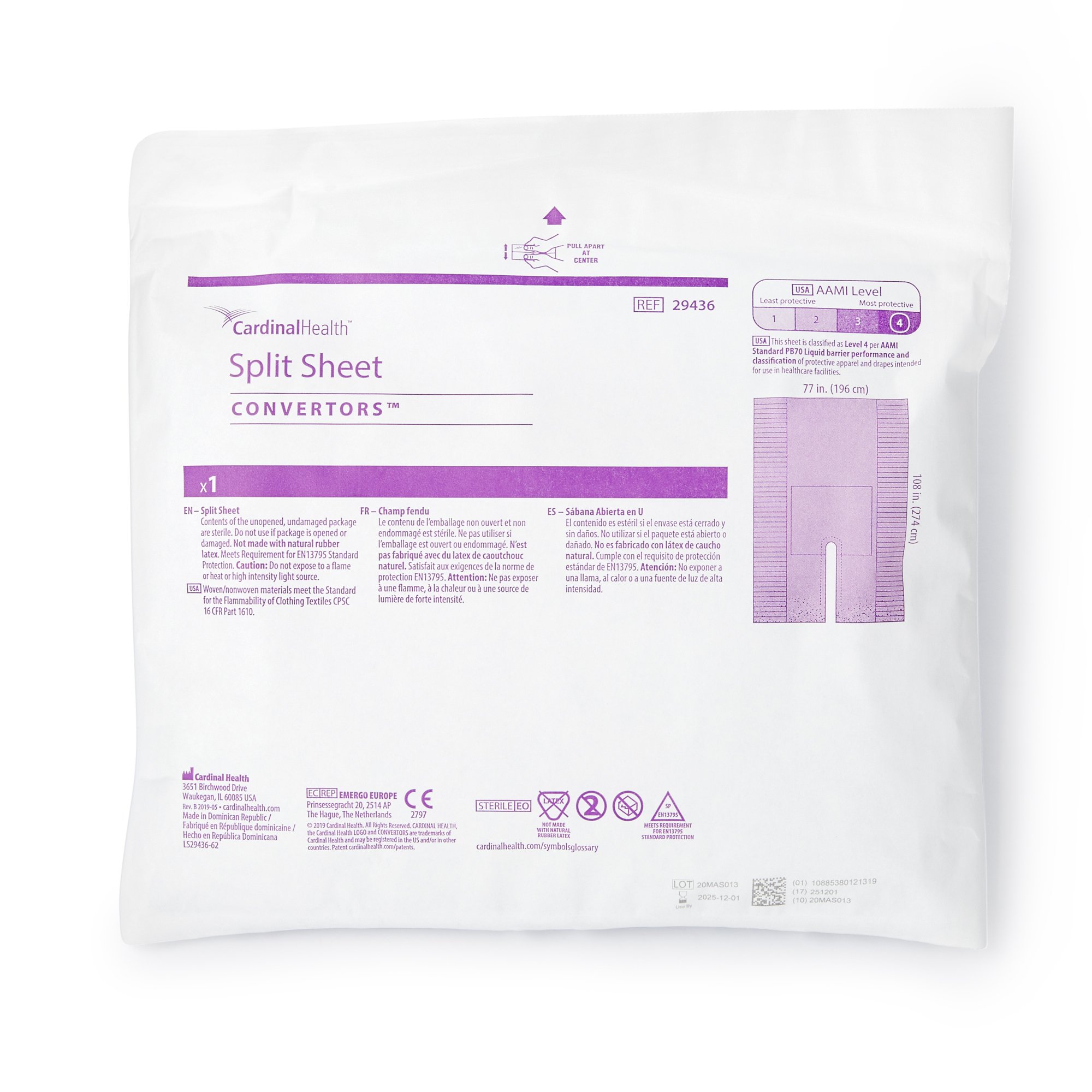 Cardinal Health Split Sheet Drape, 77 x 108 Inch MK 277923