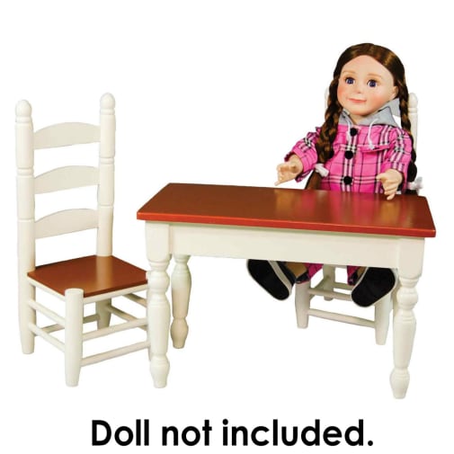 Wooden Kitchen Table and Two Chairs - Furniture for 18" Doll
