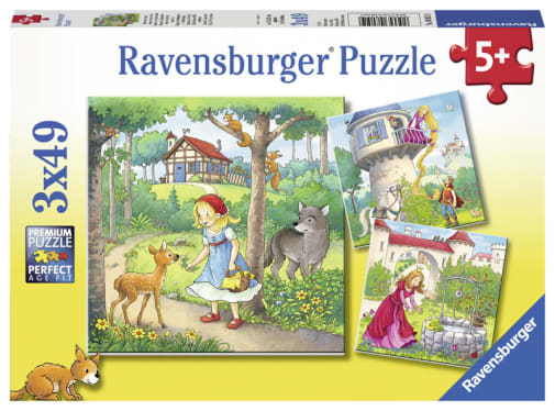 Ravensburger Rapunzel, Red Riding Hood, Frog King Puzzles (Three 49-piece puzzles)