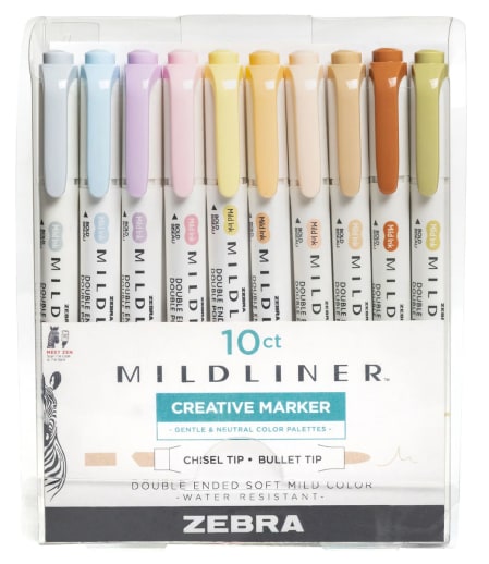 Zebra Pen Mildliner Double Ended Highlighter Set (10 assorted neutral & gentle colors)