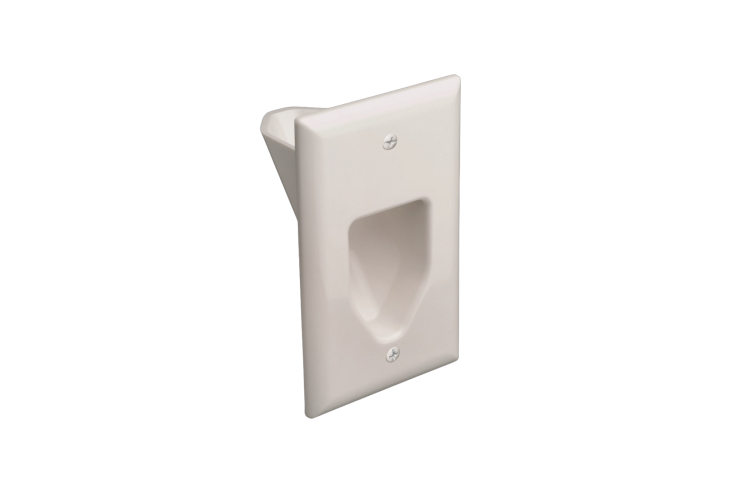 1-Gang Recessed Low Voltage Cable Plate, White