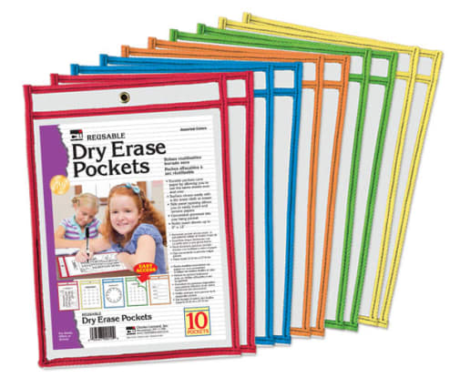 Dry Erase Pockets - Reusable, Easy Loading (set of 10)