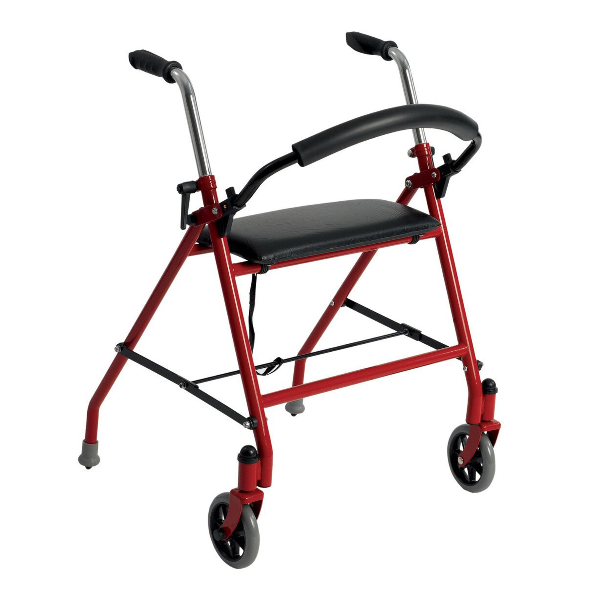 drive Aluminum Dual Release Folding Walker w/ Wheels & Seat, 29  38 Inch MK 1027532