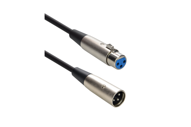 Microphone Cable XLR 3P with Male to Female Connector, Balanced Audio, Black, 25Ft