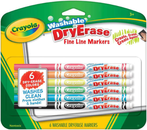 Crayola Washable Dry-Erase Markers, Fine Line 6 count