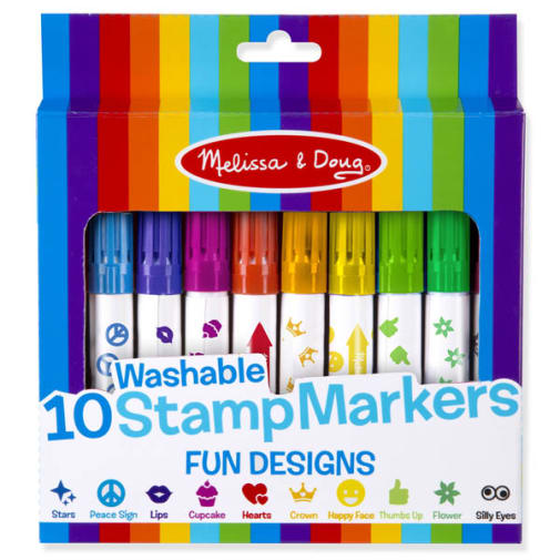 Melissa & Doug Washable 10 Stamp Markers - Fun Designs