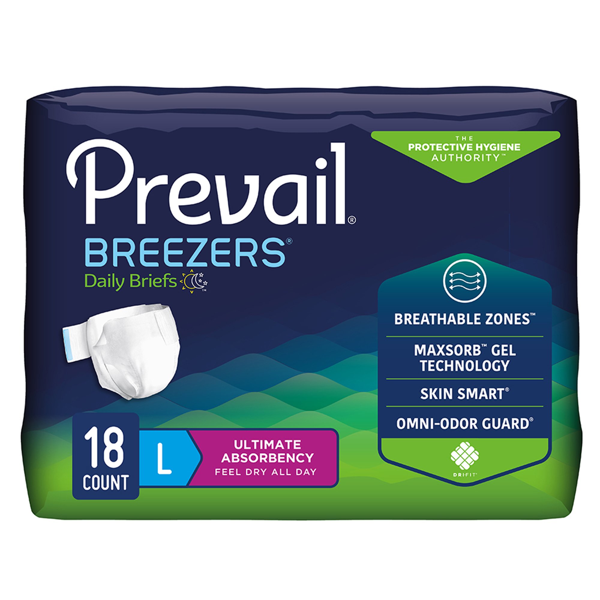 Prevail Breezers Ultimate Absorbency Incontinence Briefs, Large MK 554688