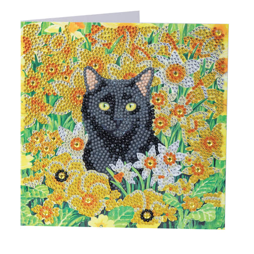 Crystal Art Card Kit - Cat Among the Flowers