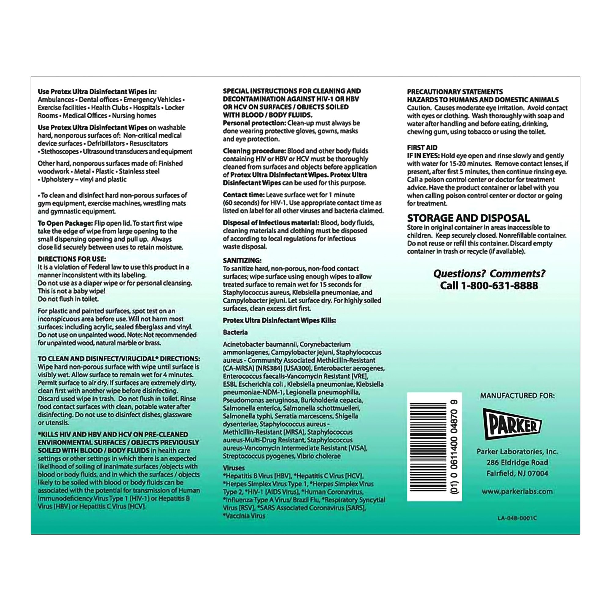 Protex Ultra Disinfectant Wipes, Premoistened Broad Spectrum MK 1060017