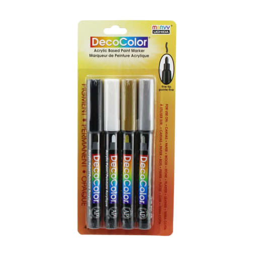 Paint Markers - Classic (4 Pack: Black, White, Gold, Silver)