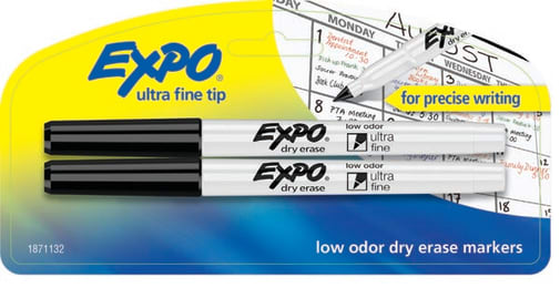 Expo Low Odor Ultra Fine Dry Erase Markers - (2 Black)