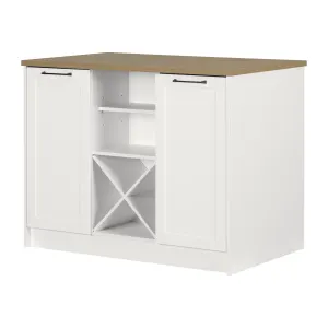 6-Drawer Kitchen Island with Doors and Wine Storage