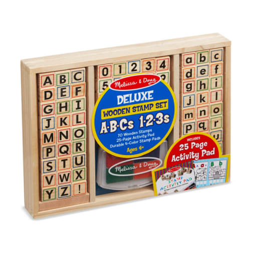 Melissa & Doug Deluxe Wooden Stamp Set - ABCs & 123s