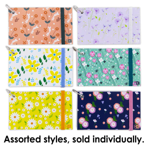 Fashioned Poly Cover Ruled White Index Cards with Ring 3" x 5" - 100 Count (Assorted Style)