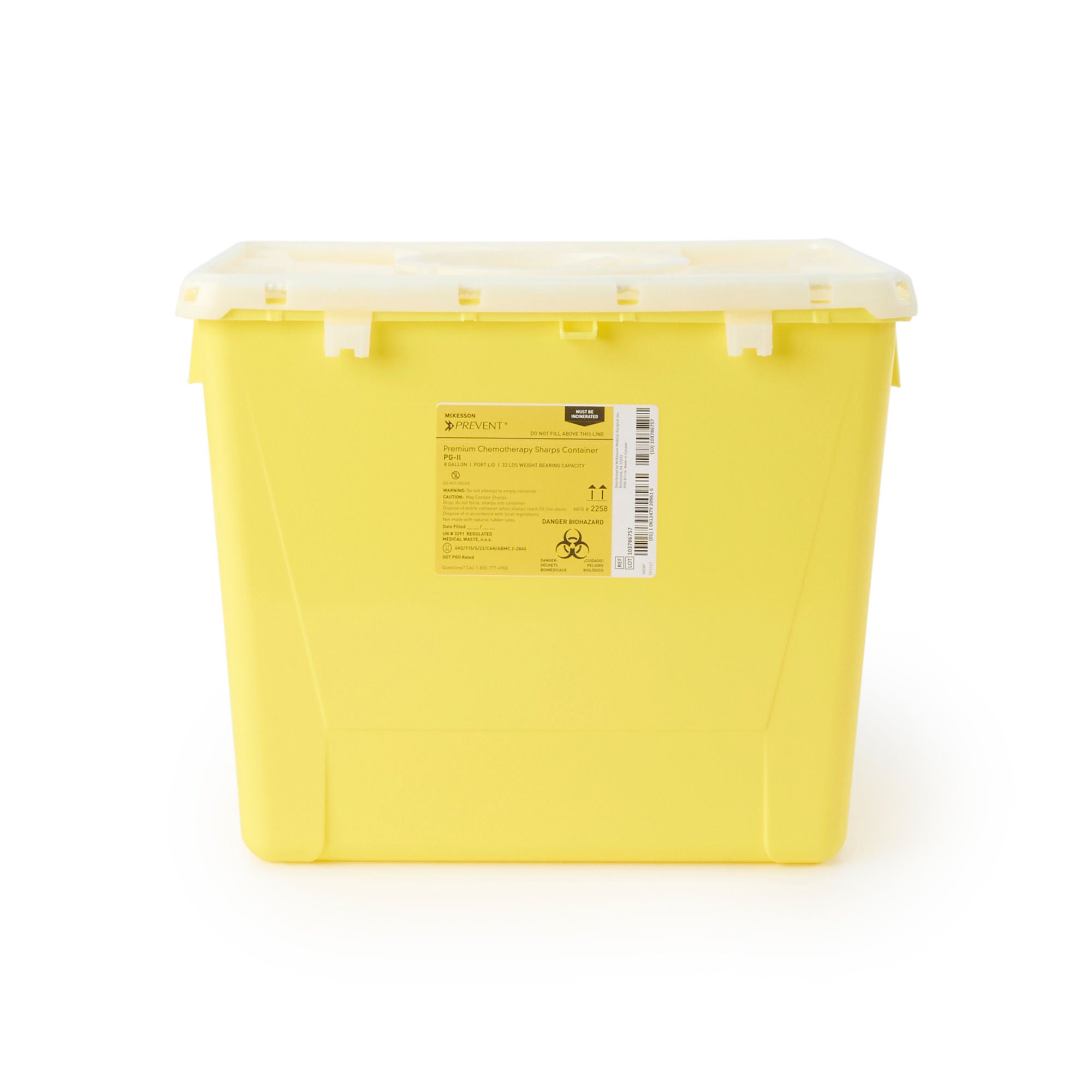 McKesson Prevent Sharps Container, 8 Gallon, 13-1/2 x 17-3/10 x 13 Inch MK 854427