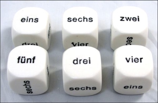 German Dice Numbers 1 to 6