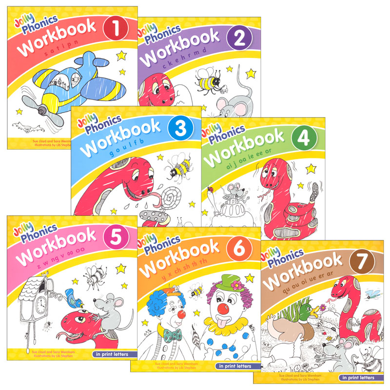 Jolly Phonics Workbooks 1-7 w/ Print Letters