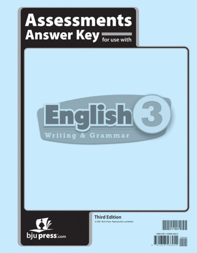 BJU Press English 3 Assessments Answer Key 3rd Edition