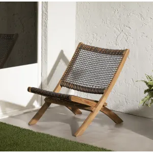 Wood and Woven Rope Lounge Chair