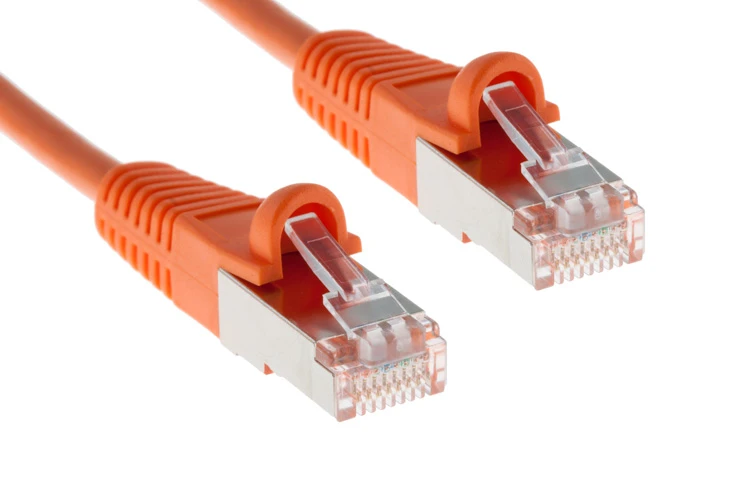Cat5e Shielded Ethernet Patch Cable, Half-moon Boot, 2ft, Orange