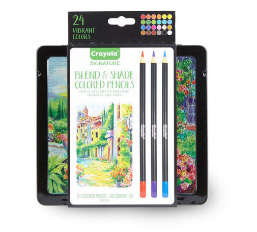 Crayola Signature Blend & Shade Colored Pencils in Tin (24 Count)