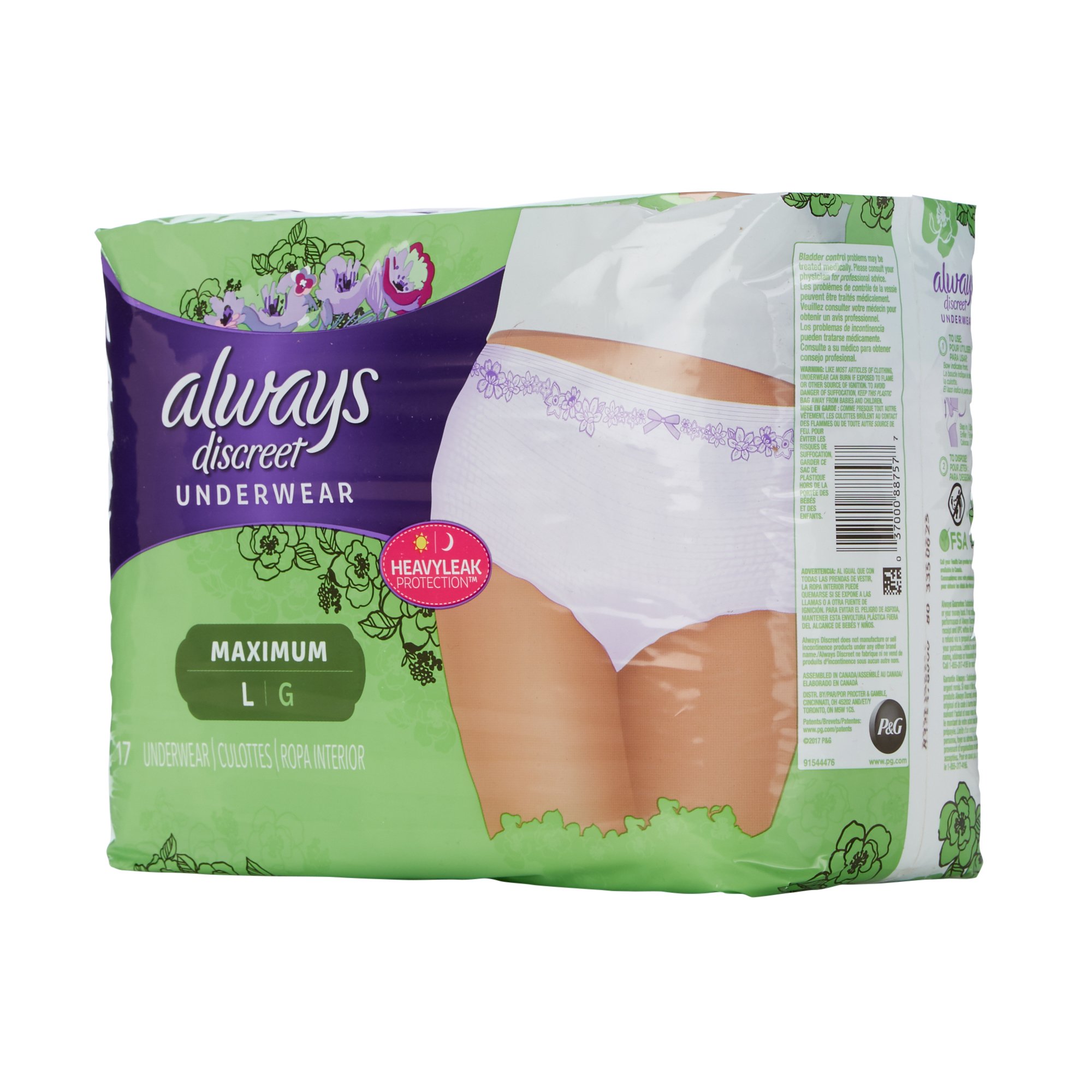 Always Discreet Maximum Absorbent Underwear, Large MK 928412