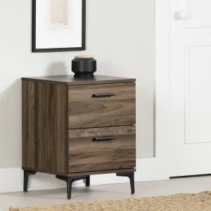 2-Drawer Side Table with Metal Legs