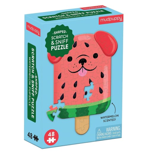 Mudpuppy Watermelon Pupsicle 48 Piece Scratch and Sniff Shaped Mini Puzzle