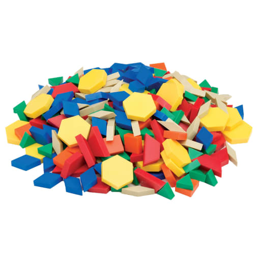 Set of 250 Plastic Pattern Blocks (1 cm thick)
