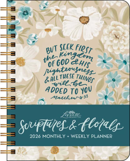 Scriptures and Florals 12-Month 2026 Monthly/Weekly Planner Calendar
