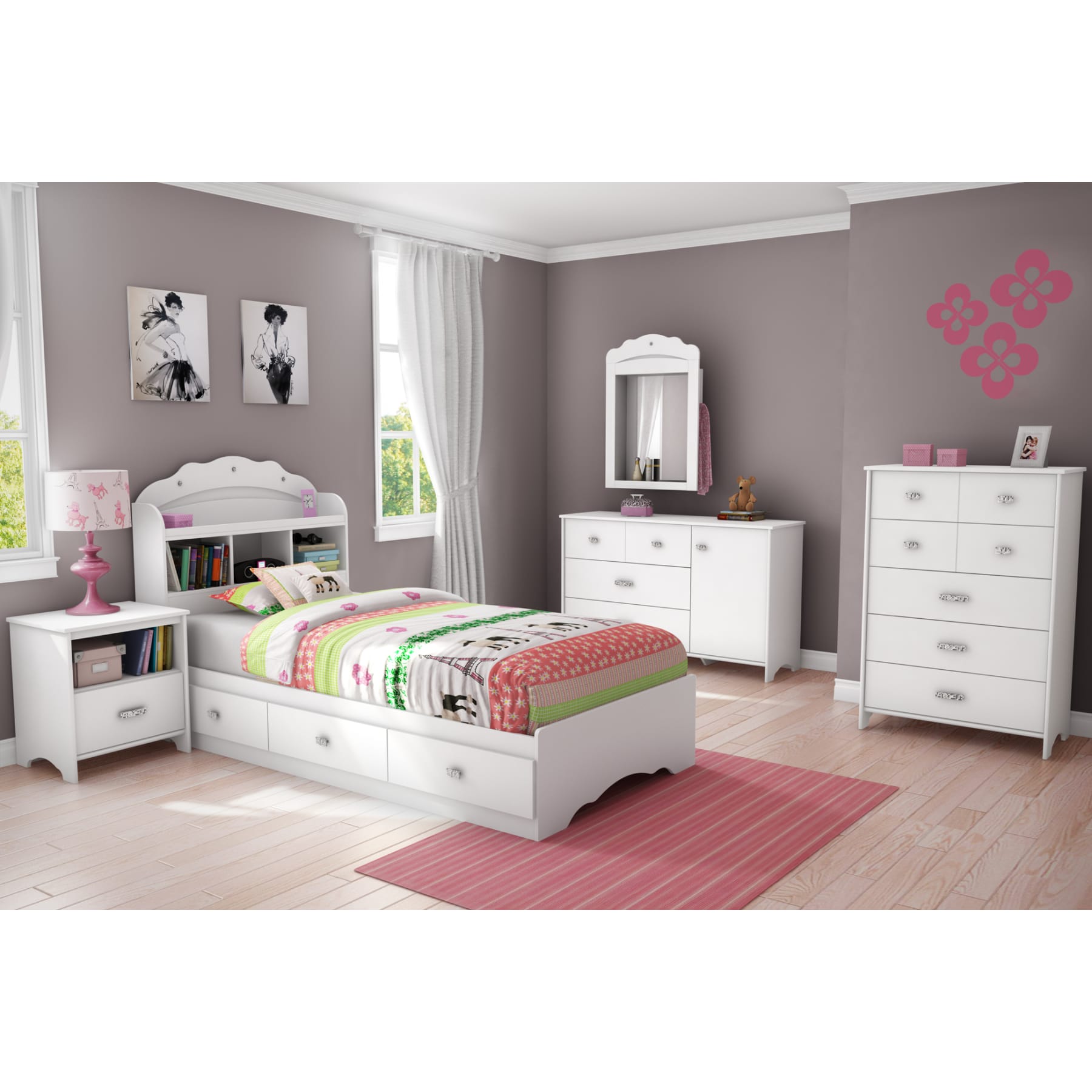 Tiara Mates Bed With Bookcase Headboard Set Bed Kids Bedroom Baby And Kids Products South Shore Furniture Ca Furniture For Sale Designed And Manufactured In North America