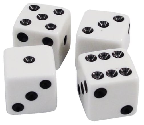 Dice - Set of 4 white w/ black dots